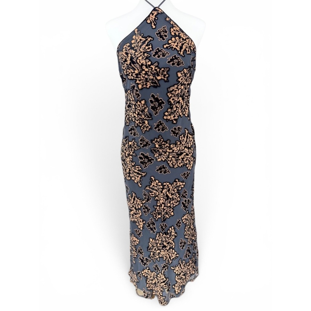 NEW Mango Limited Edition Jacquard Halter Midi Dress Floral Size‎ 6